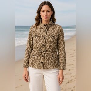 Utility Jacket Animal Print with Shimmer  Size 14/ Chicos 2.5